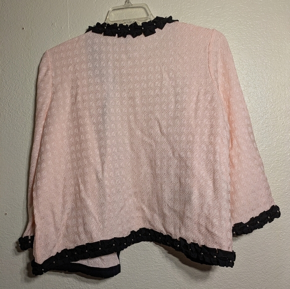 Ming Wang Pink Jacket with Black Trim Size Xl Pre-owned - Picture 6 of 7